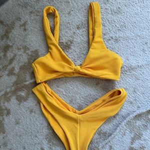 Yellow Ribbed Skatie Bikini (top and bottom) size xs
